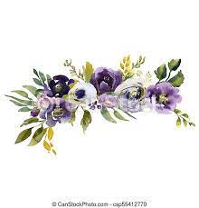 This guide to us flower seasons can help you choose. Hand Drawing Watercolor Wedding Bridal Bouquet Green Blue And Purple Flowers Ornament Canstock