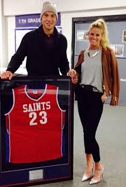Blake griffin was born on march 16, 1989 in oklahoma city, oklahoma, usa as blake austin griffin. Blake Griffin S Brother Taylor His Wife At Taylor S High School Jersey Retirement Ceremony Clippers News Surge Nba Gallery Los Angeles Clippers Pictures Photos