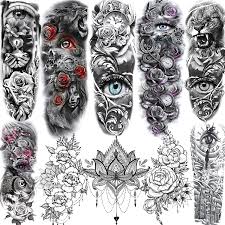 Maybe you would like to learn more about one of these? Buy Sanata 10 Sheets Sexy Flower Full Arm Temporary Tattoo Sleeves For Women 3d Eye Rose Black Henna Tattoo Kit Realistic Lace Mandala Lotus Fake Jewelry Pendant Arm Tattoo Sticker Lion Tiger