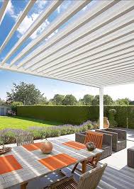 A free standing canopy or patio cover often is the sun shade solution when bay windows or chimneys make installing a retractable awning difficult. Patio Covers Peak Decking
