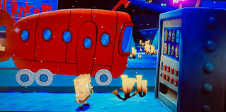 In the episode, spongebob gets. In Spongebob Battle For Bikini Bottom Rehydrated Whenever You Approach A Vending Machine In Rock Bottom A Bus Will Slowly Pull Up And Drive Away Before The Player Can Reach It A