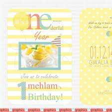 Another 1st Birthday Invitation Card Yellow Balloons Onederful Polkadots Stripes Celebration 1st Birthday Invitations Birthday Invitations 1st Birthday