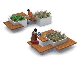 Table Pour Pique Nique En Bois Avec Bancs Integres Meet Architecture Urbaine Design D Amenagement Paysager Mobilier Urbain