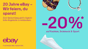 Nachfolgend können sie sich eine übersicht über jeden der bereiche verschaffen. Happy Sparen Zum 20 Geburtstag Von Ebay Deutschland 20 Prozent Auf Fashion Und Sport Ebay Inc