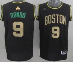 Black And Gold Jersey Boston Celtics 9 Rajon Rondo All Black With Gold Jersey Jersey Boston Celtics New Black
