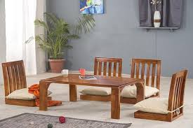 In the lowered position, you get a discreet, yet exquisite coffee table. Buy Solid Wood Japanese Style Low Dining Table With Breakfast Table Set Online In India Latest Dining Sets Collection Saraf Furniture