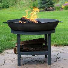 Cast iron barbecue bbq grill fire pit outdoor garden picnic camping caravan uk. 30 Fire Pit Cast Iron Wood Burning Fire Bowl With Built In Log Rack Overstock 18826395