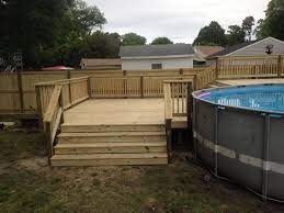 Bi Level Pool Deck 8 Foot Wide Steps On Bottom Deck 16x16 Bottom And 8x10 Top Deck Pool Deck Plans Backyard Pool Swimming Pools Backyard
