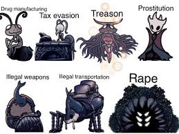 Hollow Knight Characters And Their Crimes Part 3 Thorgift Com If You Like It Please Buy Some From Thorgift Com Hollow Art Knight Hollow Night