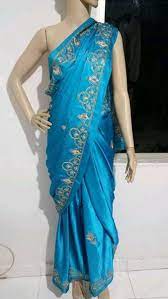 Wanita india mengenakan sari pada saat upacara pernikahan. Jual Baju India Kain Saree Sutra Biru Muda Payette Mewah Di Lapak Arrescha Chacha Bukalapak