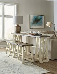 Pin By Carole Belzil On Salon In 2020 Farmhouse Sofa Table Sofa Table Decor Pub Table And Chairs