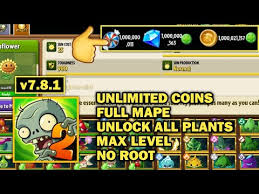Plants vs zombies 2 (mega mod) apk is the continuation of a famous monument with many new things for players to create wonders in each classic battle. Pvz2 Mod V7 8 1 Full Map Unlock All Plants Unlimited Coins Diamonds For Android Youtube