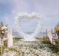 7ft LUXE White Rose Heart Shaped Floral Arch with Optional Frame