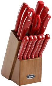 Oster 14 Piece Stainless Steel Cutlery Block Set Red Handles In 2020 Stainless Steel Cutlery Cutlery Set Stainless Steel