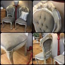 French Style Chairs Frames And Fabric Painted With Annie Sloan Chalk Paint French Linen And Paris Grey Painted Furniture Redo Furniture Chalk Paint Furniture