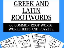 A root word is a word or word part that can form the basis of new words through the addition of. Greek And Latin Rootwords 60 Common Root Words Worksheets And Puzzles Teaching Resources