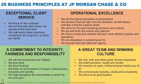 20 Business Principles At Jp Morgan Chase Co Core Values Principles Operational Excellence