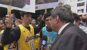 The official athletics website for the nipissing university lakers We Want A Star Frustrated Lakers Fans Protest Team Outside Staples Friday Cbs Los Angeles