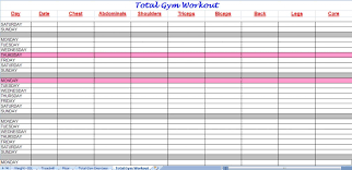 Total Gym Workout Plan Spreadsheet