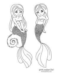 Coloring page of a cute mermaid with fishes. 30 Mermaid Coloring Pages Free Fantasy Printables Print Color Fun