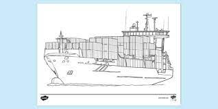 Easy ocean ship coloring books pages: Container Ship Colouring Colouring Sheets