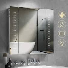 There is nothing worse than getting ready in a dimly lit room on a chilly winters morning. Quavikey Led Illuminated Bathroom Mirror Cabinet Aluminum Bathroom Mirrored Cabinet Wall Mounted With Shaver Socket Demister 650 X 600mm For Makeup Cosmetic Shaver Charging Amazon Co Uk Kitchen Home