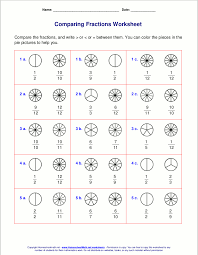 Free Worksheets For Comparing Or Ordering Fractions Fractions Worksheets Comparing Fractions Math Fractions Worksheets