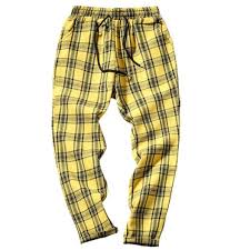 Black And Yellow Plaid Pants Mens Plaid Pants Casual Trousers Cotton Slim Fit Men Skinny Grid Pant In 2020 Mens Trousers Casual Plaid Pants Skinny Joggers