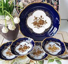 The facility was later torn down during a modernization process and a new factory hall was built at the same location and dubbed 'werk a'; Lindner Vintage Set Of Plates German Porcelain Bavarian China Dessert Set Floral Plates Cobalt Blue Gold Vintage Serving Set Floral Plates Dessert Set Shabby Chic Plates