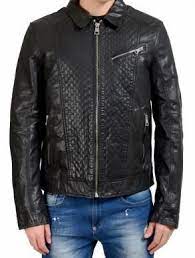 Just Cavalli Men S Black Full Zip 100 Leather Jacket Leather Jacket Just Cavalli Jackets