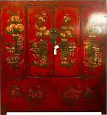 .chinese contemporary bible (traditional) (ccbt) chinese new testament: Antique Chinese Tibetan Cabinet Handpainted Red Fine Asian Living