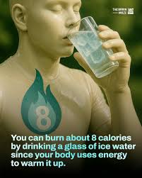 Did you know a simple glass of ice water can burn calories? By drinking it,  your body uses energy to warm the liquid to body temperature—burning about  8 calories per glass. While