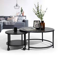 What kind of material do you prefer? Homy Casa Wood And Metal Round Nesting Side End Tables Set Of 2 Modern Stacking Coffee
