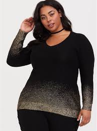 Black And Gold Sweater Black Gold Ombre Strappy Sweater Plus Size Sweaters Fashion Thanksgiving Outfit