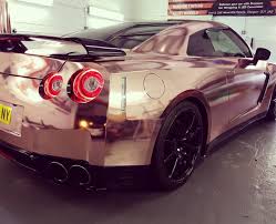 Black And Rose Gold Car Wrap Beautiful Rose Gold Chrome Wrap On This Nissan Gtr35 Work By Customisedvehicles Glasgow Scotland Makeitstick Rose Gold Car Rose Gold Chrome Vinyl Wrap Car