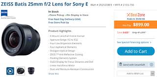 Zeiss Batis 25mm F 2 Lens Sony Rumors