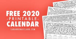These months of the year printable pages do not have calendar. Free 2020 Printable Coloring Calendar By Sarah Renae Clark