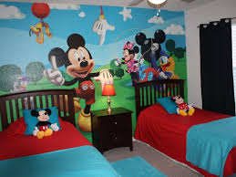 Decoration Mickey Mouse Walt Disney Minnie Doll Bed Wallpaper Pluto Red Blue Black Night Lamp Lig Themed Kids Room Mickey Mouse Bedroom Mickey Mouse Kids Room