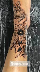 Floral Shin Tattoo Floral Shin Tattoo Floral Foot Tattoo Sunflower Foot Tattoos Shin Tattoo