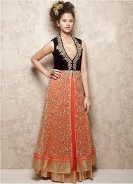 Black And Orange Dress Pakistani New Black Orange Velvet With Soft Net Designer Gown Kids Gown Kids Frocks Design Gowns For Girls