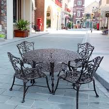 Patio table and 4 chairs. 5 Piece Heavy Duty Cast Aluminum Patio Furniture Dining Set Table 4 Chairs High Back Arms For Garden Pool Backyard All Weather Garden Furniture Sets Aliexpress