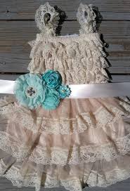 Mint Blue Turquoise Flower Girl Lace Dress Rustic Flower Girl Cream Champagne Flower Girl Flower Girl Dress Ivory Lace Turquoise Wedding Flower Girl