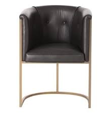 Arteriors Calvin Top Grain Black Leather Art Deco Accent Dining Chair Black Leather Chair Leather Chair Occasional Chairs