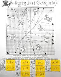 Thanksgiving Math Activity Graphing Lines And Turkeys Slope Intercept Form Thanksgiving Math Worksheets Graphing Linear Equations Thanksgiving Math