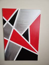Black And White Geometric Wall Art Abstract Red Black White And Silver Canvas Art Diy Canvas Wall Art Red Paintings Canvas Abstract Canvas Art