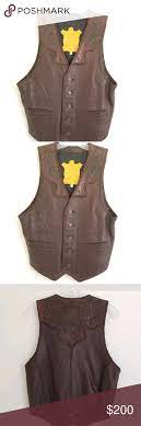 Mens Leather Vest Indian Motorcycle Genuine Leather Vest Beautiful Hand Tooled Soft Supple Leather 5 Metal Button Mens Leather Vest Clothes Design Leather Vest