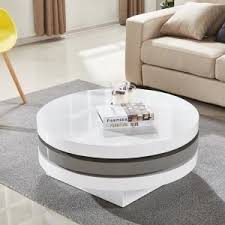 Triplo Rotating Coffee Table In White And Grey High Gloss Coffee Table White Gloss Coffee Table Coffee Table White