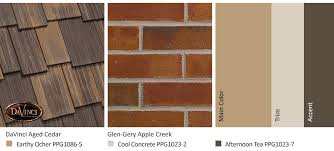 I think a gray/green shade can look very nice with red brick. Red Brick Exterior Color Schemes Davinci Roofscapes