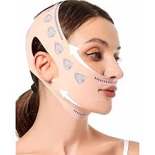 TIESOME Reusable V Line Lifting Mask, Pink Chin Up Mask V Shaped Polyester  Double Chin Reducer Breathable Chin Up Patch Comfortable Beauty Device Face  Slimming Chin Strap for Women and Men :