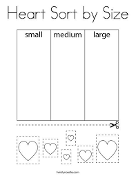 Heart Sort By Size Coloring Page Twisty Noodle Preschool Valentines Activities February Preschool Worksheets Valentines School
